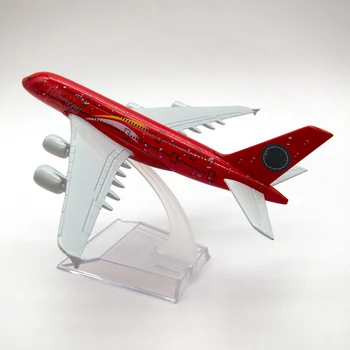 Самолет из сплава в масштабе 1/400 Красный Airbus A380 16 см Модель самолета Игрушки Украшения Детская коллекция подарков