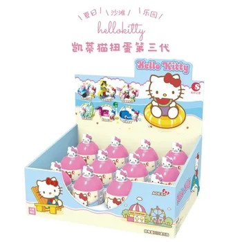 Sanrio Hello Kitty Мультяшная слепая коробка, кукла Gacha, серия Summer Beach Paradise, Декоративная модель Kawaii, детская игрушка для сборки.