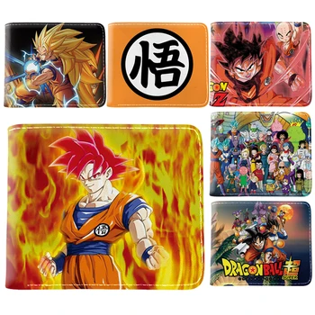 Короткий кошелек Dragon Ball Son Goku Для мужчин, Портмоне из искусственной Кожи, Портативный Складной Кошелек, Детская Сумка для денег на молнии, Держатель для ключей, удостоверения личности.