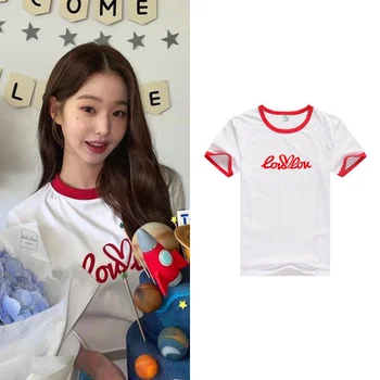 Kpop girl group Женская группа Ive Jang Wonyoung повседневная свободная студенческая футболка с короткими рукавами Wonyoung в подарок