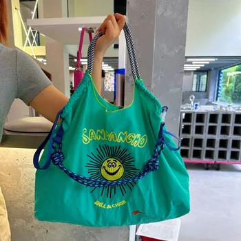 Кавайная нейлоновая сумочка, вышитая хозяйственная сумка в стиле аниме, милая женская сумка подмышками, портативная сумка большой емкости, подарок на день рождения