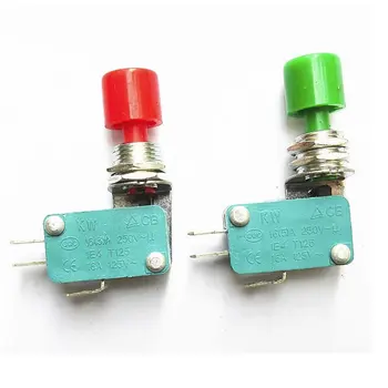 2шт красный/зеленый с отверстием 12 мм SPST 1P 15A Мгновенный микропереключатель и кнопочный переключатель DS-438