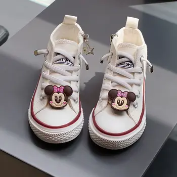 Детская парусиновая обувь с Микки Стичем и Минни Маус, Весенняя повседневная детская обувь для мальчиков и девочек 