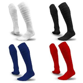 1 пара 4-цветных носков для футбола, расчесанные хлопковые ультрадлинные носки до колен, впитывающие пот, Антифрикционные Спортивные носки для регби