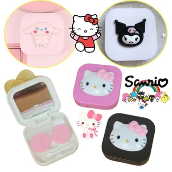 Sanrio Чехол для линз Hello Kitty Портативный чехол для зрачков Cinnamoroll Аниме Футляр для очков для хранения контактных линз Ящик для зрачков Коробка-компаньон
