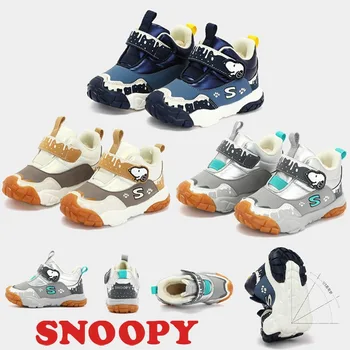 Snoopy Детские зимние ботинки из теплой кожи для мальчиков и девочек, толстая плюшевая повседневная мультяшная милая обувь, уличная нескользящая модная обувь в стиле аниме