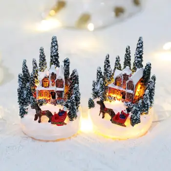 Рождественский орнамент для дома из смолы, светодиодное микро-ландшафтное украшение на Рождество, создающее праздничную атмосферу в курортном стиле.