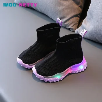 детская обувь, Детские кроссовки 2023 Для девочек И мальчиков, Сетчатые светодиодные светящиеся носки, Повседневная светящаяся детская обувь, обувь для малышей, обувь для мальчиков