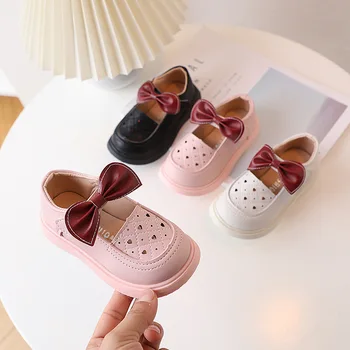 Детская кожаная обувь 2023, Весенние новые белые туфли принцессы для девочек, модная обувь принцессы с бантом для девочек, Детская свадебная обувь с цветами для детей