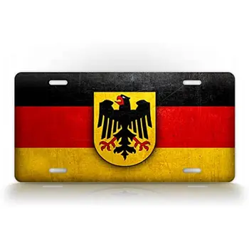 Страна Германия Официальный флаг Номерной знак с дополнительным гербом COA Auto Tag-Украшение стены Металлический настенный знак домашнего декора