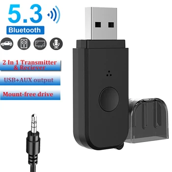 USB Bluetooth 5.3 Адаптер Передатчик 2 в 1 Bluetooth адаптер 3,5 мм Разъем Музыка Аудио Aux Приемник для наушников для автомобиля ПК ТВ