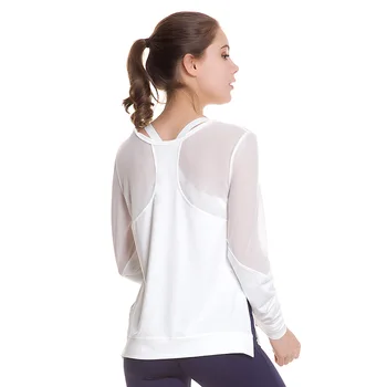 Женская спортивная футболка на весну, лето, осень, рубашка для йоги, Быстросохнущий топ, сетчатый топ с длинным рукавом