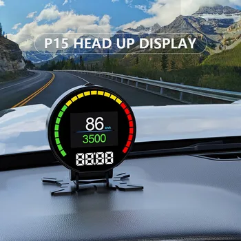 P15 Цифровой Дисплей Скорости Hud Автомобильный Спидометр OBD2 Измеритель Давления Турбонаддува Сигнализация Датчик Температуры Масла И Воды Считыватель Кода