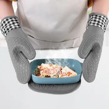 Изоляционная рукавица, 1 шт., Термоизолированная прихватка, Серая Черная перчатка для выпечки