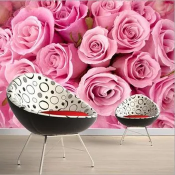 beibehang Пользовательские 3D стерео обои Современная краткая гостиная диван розовые розы обои телевизор фон из больших обоев 3d фреска