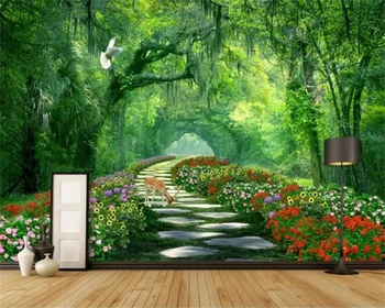 Обои на заказ beibehang современные новые фоновые обои на тему зеленого леса в помещении 3D в трехмерной тематике