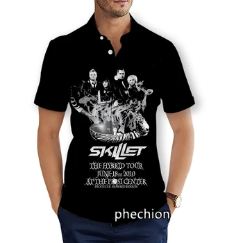 phechion, мужские пляжные рубашки с коротким рукавом, Skillet Band, повседневные рубашки с 3D принтом, модная уличная одежда, мужские топы X299