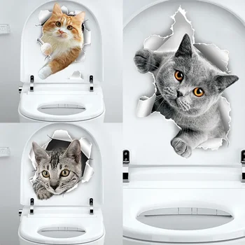 Обязательные для любителей кошек, забавные наклейки для ванной комнаты, праздничные украшения для стен своими руками, наклейки для туалета для дома и магазина