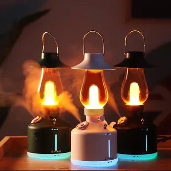Светодиодная лампа, заряжаемая через USB, ретро-керосиновая лампа, Туманообразователь для дома, Беспроводной увлажнитель воздуха, Походная лампа, ароматерапевтический диффузор с