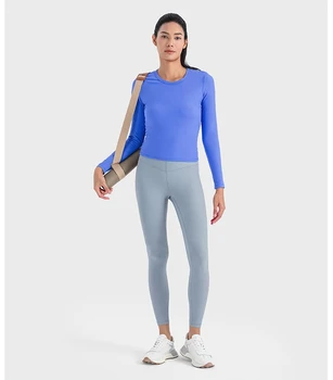 Бренд Lulu Альтернативная спортивная футболка в рубчик для йоги с длинным рукавом, спортивная одежда для фитнеса на открытом воздухе, повседневный топ для бега трусцой
