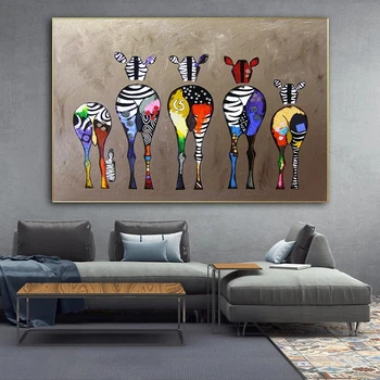 Современные абстрактные картины маслом с изображением зебры, печать на холсте, красочные животные, настенное искусство, декоративные картины для домашнего декора гостиной