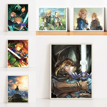 Плакат с игрой Zeldas, настенное украшение для домашнего декора, украшение комнаты геймера, декоративные принты, настенная живопись, классный декор комнаты