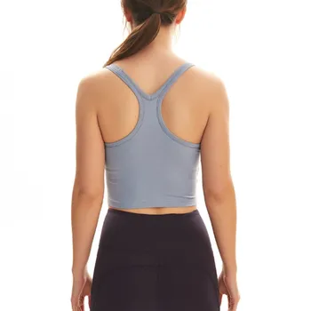 Yushuhua Сексуальный спортивный жилет, женский укороченный топ для бега, фитнеса, тренировок, йоги, Эластичная облегающая спортивная одежда с подкладкой на груди