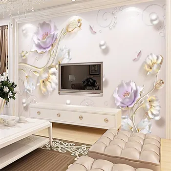 papel de parede 3D Фреска на заказ Фотообои для стен 3D Украшения цветы Обои для спальни ТВ фон Наклейки на стены