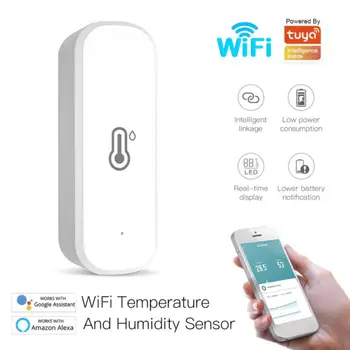 Tuya WiFi Датчик температуры влажности Комнатный термометр гигрометр Система охранной сигнализации умного дома для Smart Life Alexa