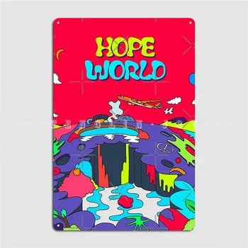 Плакат микстейпа J-Hope Hope World, металлическая табличка, дизайнерские таблички для клубных вечеринок, плакаты с жестяными вывесками