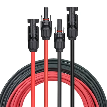 Солнечный удлинительный кабель, провод Черный + красный 12AWG (4 мм2) с женским и мужским солнечным разъемом, удлинительный кабель для солнечной панели