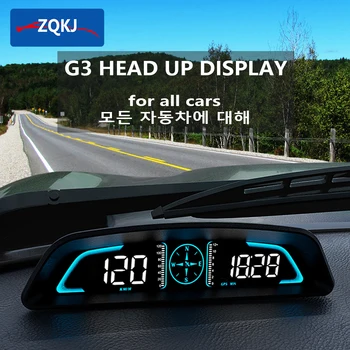 ZQKJ G3 GPS HUD Автоматический Спидометр Головной Дисплей Автомобиля Смарт-Цифровая Сигнализация Напоминание Измеритель Электроники Аксессуары для Всех Автомобилей