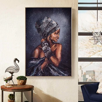 Улыбающиеся обнаженные африканские женщины, абстрактный портрет, картина маслом на холсте, плакаты и принты, настенное искусство, картина для декора гостиной