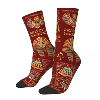 Египетские иероглифы и божества На красном Древнем Египте Египетские носки Kawaii Дорожные носки с мультяшным рисунком