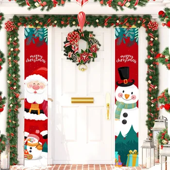 Куплет на дверную занавеску Санта-Клауса, украшение Рождественского портика, Праздничный флаг, Рождественский куплет, баннер с подарками на Новый год.