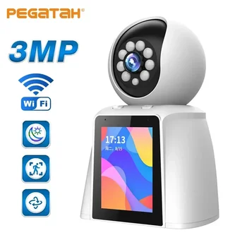 PEGATAH НОВАЯ 3-мегапиксельная камера видеовызова с Wi-Fi, радионяня, автоматическое отслеживание домашней безопасности, Двусторонний голосовой вызов, IP-камеры с экраном 2,8 дюйма