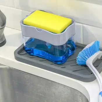 Дозатор жидкого моющего средства для чистки кухни с коробкой для губки, коробка для жидкости пресс-типа, губка для мытья посуды, дозатор мыла для мытья посуды