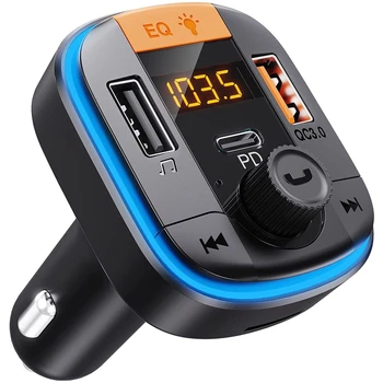 Адаптер FM-передатчика Bluetooth 5.0 с PD20W + QC3.0 двойной быстрой зарядкой Беспроводной радио-аудиоприемник Автомобильный MP3-плеер