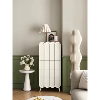 Кремовый шкаф для трахеи во французском стиле, шкаф для края дивана в гостиной, шкаф для хранения торца кровати в спальне, многофункциональный и минималистичный