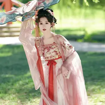 2024 китайский стиль tang made юбка хэзи с вышивкой и большими рукавами весенне-летний повседневный стиль винтажный комплект сказочного платья hanfu