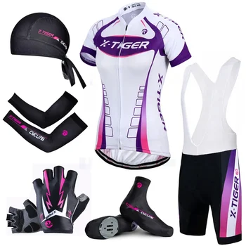 Женский летний комплект для велоспорта X-Tiger Pro, Быстросохнущая велосипедная одежда для гонок, Дышащая одежда для горных велосипедов, велосипедная майка