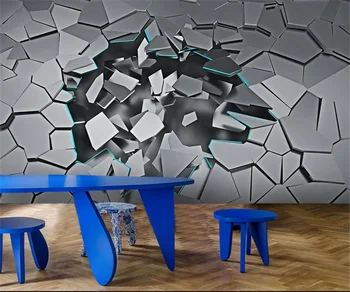 Индивидуальные 3D-обои с чувством трехмерной геометрической технологии на фоне офисной стойки регистрации, Белые мозаичные обои