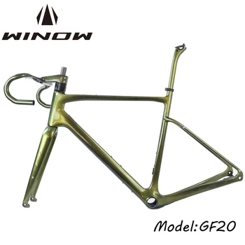 Winow Carbon Gravel Frameset 700C * 45C Шины BB386 Дисковые Тормозные Велосипедные Рамы 49/52/54/56/58 см Гравийная Велосипедная Рама С Полным Скрытым Кабелем
