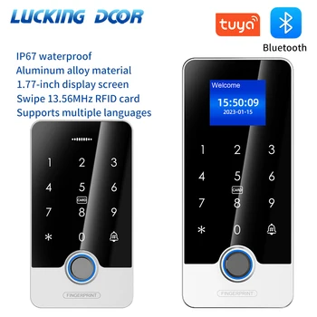 Приложение Tuya Bluetooth Контроллер доступа по отпечаткам пальцев Автономная Металлическая 13,56 М RFID Клавиатура Сенсорная клавиатура Водонепроницаемая Система Открывания дверей