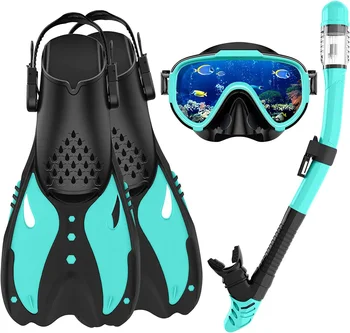 Набор для подводного плавания для взрослых, очки для подводного плавания из закаленного стекла, полностью сухая дыхательная трубка, набор для подводного плавания из трех частей