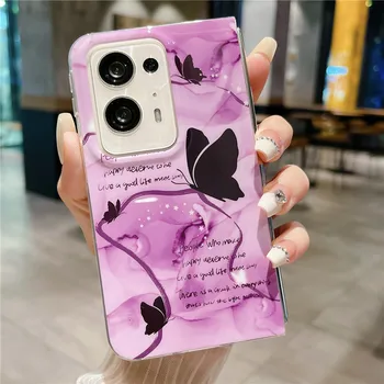 Чехол для телефона с фиолетовой бабочкой для OPPO Find N2 Cover Protective Funda Shell
