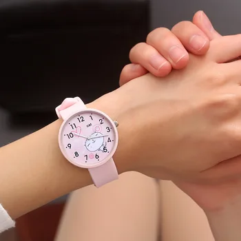 Женские новые модные кварцевые наручные часы для мальчиков и девочек-подростков, студенческие часы с мультяшным рисунком Kawaii, женские повседневные желейные наручные часы