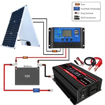 4000 Вт инвертор мощности от 12 В до 110/220 В 36 Вт Солнечная панель 30A контроллер Аварийный солнечный генератор Заряд батареи USB-выход