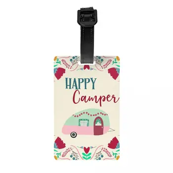 Багажные бирки Happy Camper Van Life для чемоданов, забавные мультяшные багажные бирки для кемпинга на колесах, идентификационная наклейка для защиты конфиденциальности