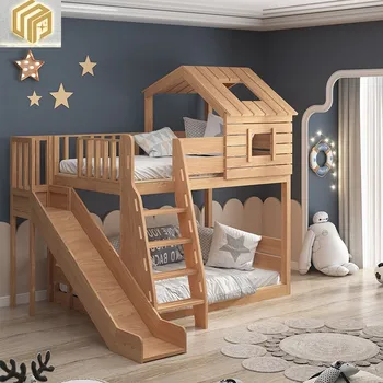 Домашняя детская кровать, массив дерева, для мальчиков и девочек, принцесса, верхняя и нижняя кровати, двуспальные кровати-горки, индивидуальные